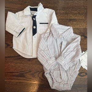 Koala Kids White and Red Striped Button Down Shirt Set